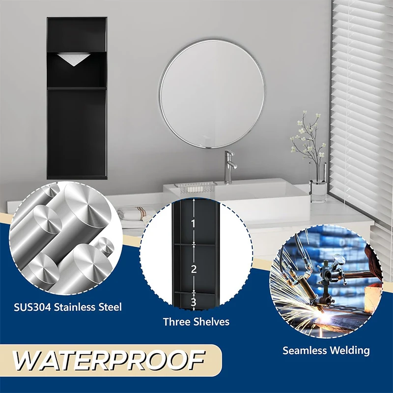 3-in-1 niche berongga tisu dan sampah bawah
